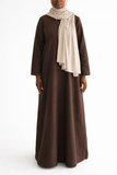 Women's Cocoa Brown Linen Henley Abaya