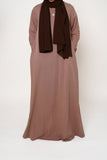 Heather Sand Button Back Embroidered Abaya