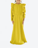 Girl's Spring Yellow Ruffle Abaya