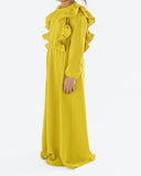 Girl's Spring Yellow Ruffle Abaya