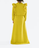 Girl's Spring Yellow Ruffle Abaya