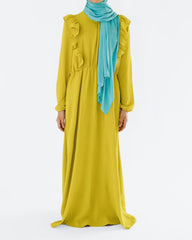 Girl's Spring Yellow Ruffle Abaya