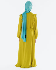 Girl's Spring Yellow Ruffle Abaya