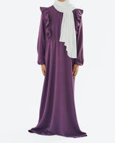 Girl's Dusky Mauve Ruffle Abaya
