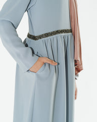 Girl's Silver Sparkle Sash Abaya