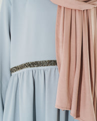 Girl's Silver Sparkle Sash Abaya