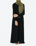 Girl's Black Empire Waist Abaya