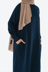Navy Long Button-Down Tunic