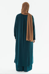 Dark Teal Long Button-Down Tunic