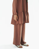 Girl's Biscuit Beige Long Tiered Tunic