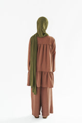 Girl's Biscuit Beige Long Tiered Tunic