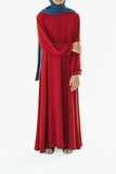 Girl's Cherry Red Empire Waist Abaya