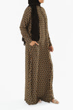 Brown Retro Zig Shirt Dress Buttoned Abaya