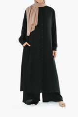Black Long Button-Down Tunic