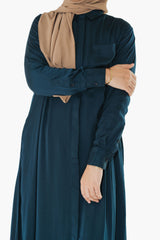 Midnight Navy Shirt Dress Buttoned Abaya