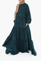 Deep Teal Swiss Dot Maxi Dress