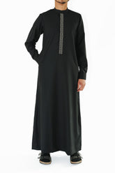 Men's Black Geo Embroidered Thobe