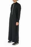 Men's Black Geo Embroidered Thobe