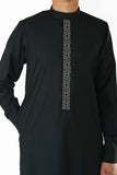 Men's Black Geo Embroidered Thobe