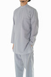 Men's Grey Band Collar Tunic Shirt