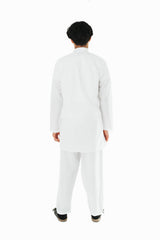Men's White Band Collar Tunic Shirt