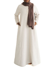 Women's Flax Linen Henley Abaya