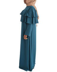 Deep Teal Ruffle Top Formal Abaya