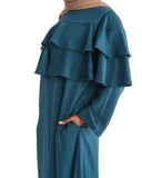 Deep Teal Ruffle Top Formal Abaya
