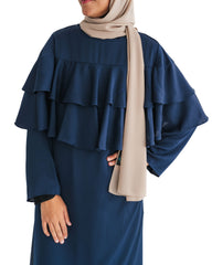 Navy Blue Ruffle Top Formal Abaya