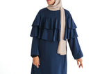 Navy Blue Ruffle Top Formal Abaya