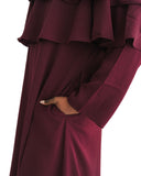 Burgundy Ruffle Top Formal Abaya