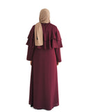 Burgundy Ruffle Top Formal Abaya