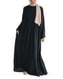 Black Marina Pleated Button Top Abaya