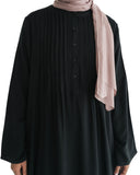 Black Marina Pleated Button Top Abaya