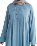 Soft Blue Marina Pleated Button Top Abaya