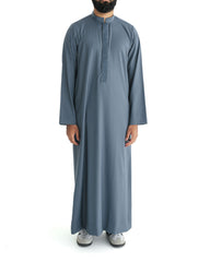 Men's Slate Blue Geo Embroidered Thobe