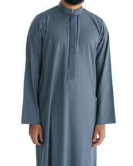Men's Slate Blue Geo Embroidered Thobe