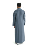 Men's Slate Blue Geo Embroidered Thobe