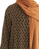 Brown Retro Zig Shirt Dress Buttoned Abaya