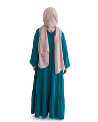 Girls Beach Teal Blue Tiered Abaya