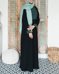 Black Embroidered Bodice Abaya