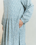 Airy Blue Printed Tiered Abaya