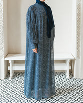 Sheer Navy Pebble Print Abaya
