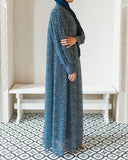 Sheer Navy Pebble Print Abaya
