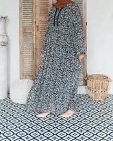 Sheer Black and White Lace Abaya