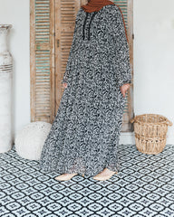 Sheer Black and White Lace Abaya