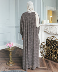 Sheer Brown Pebble Print Abaya