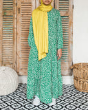 Girls Kelly Green Tiered Abaya