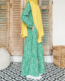 Girls Kelly Green Tiered Abaya