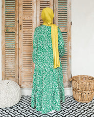 Girls Kelly Green Tiered Abaya